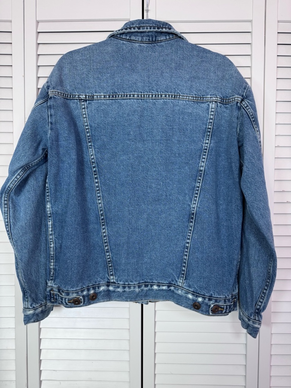 Free People Ramona Oversized Denim Trucker Jean Blue Distressed Small - Picture 7 of 11
